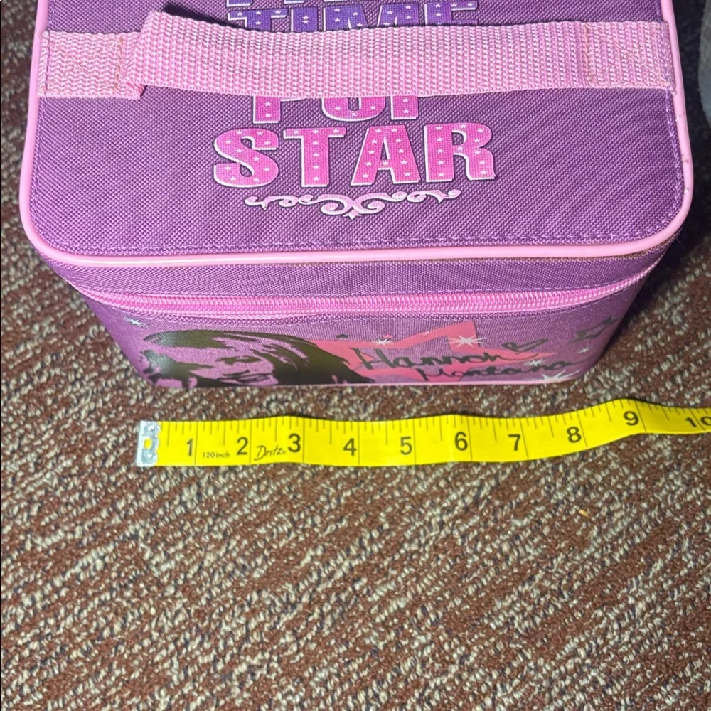 Vintage 2008 Hanna Montana purple & Pink Cosmetic Box train case zip up iconic